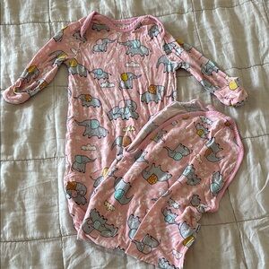 RARE Little Sleepies newborn pink elephant print gown